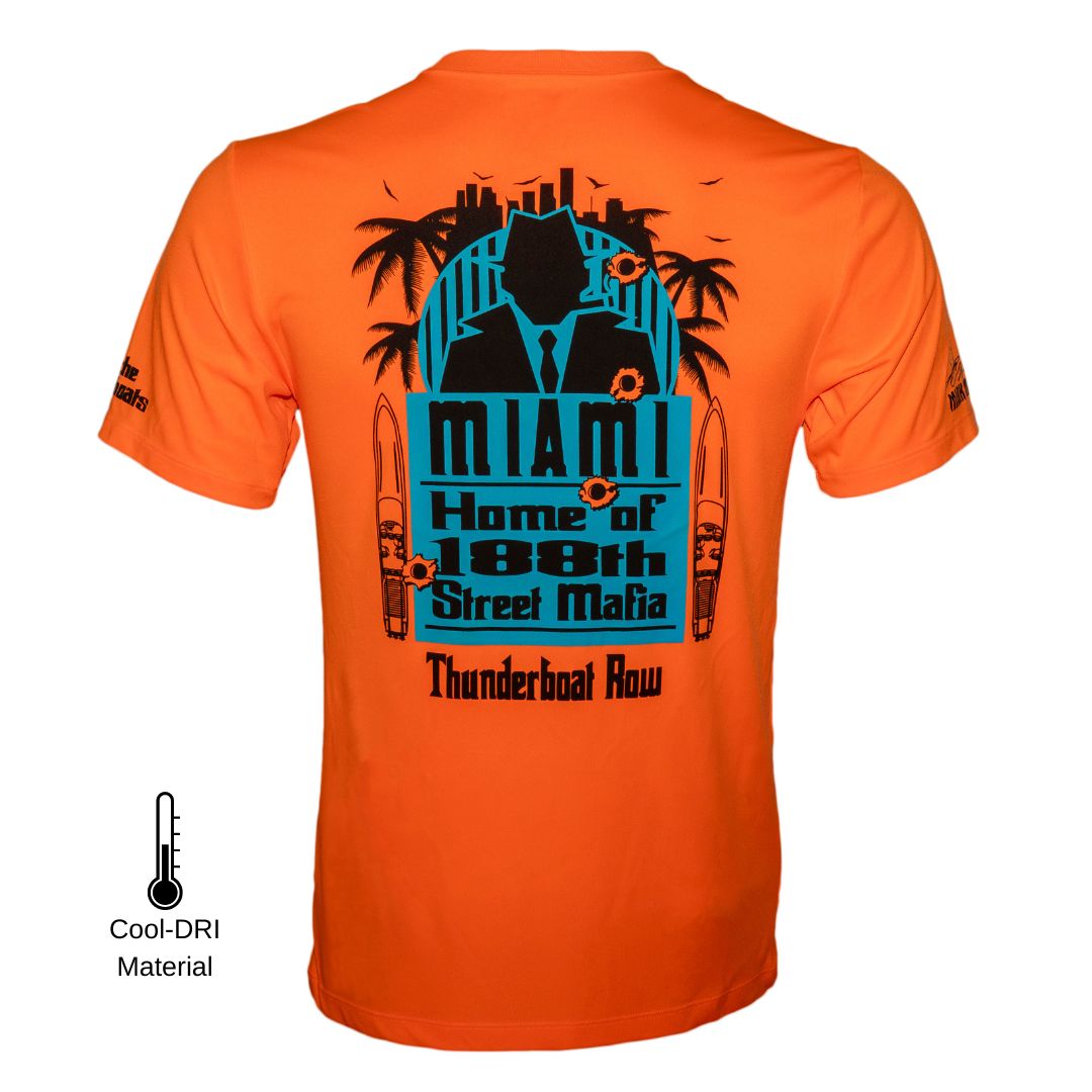 188th Street Mafia | Thunderboat Row Performance Tee | Safety Orange