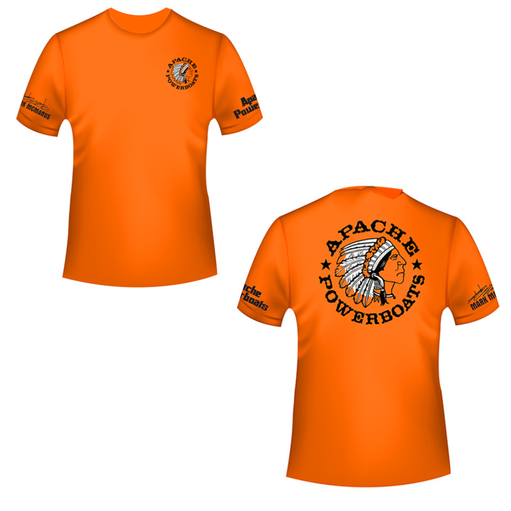 Apache Powerboats Performance Monochromatic Logo Tee | Safety Orange