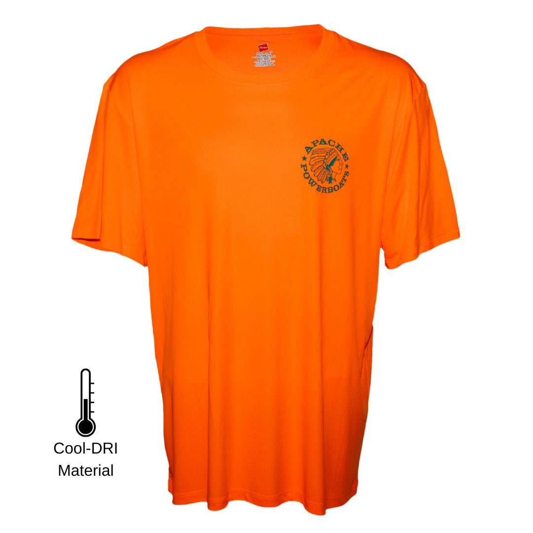 Apache Powerboats Performance Monochromatic Logo Tee | Orange/Aqua