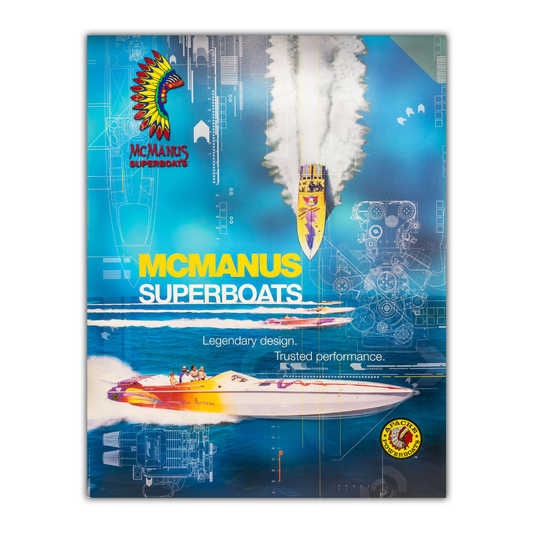 Vintage McManus Superboats x Apache Powerboats Technical Blueprint Poster