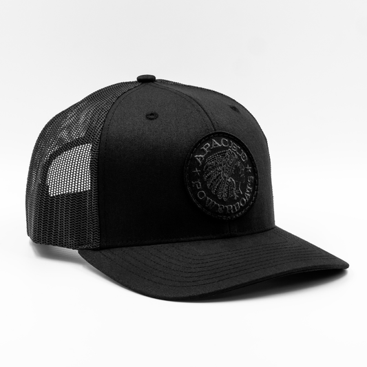 Blackout Apache Premium Patch Trucker Hat | All Black