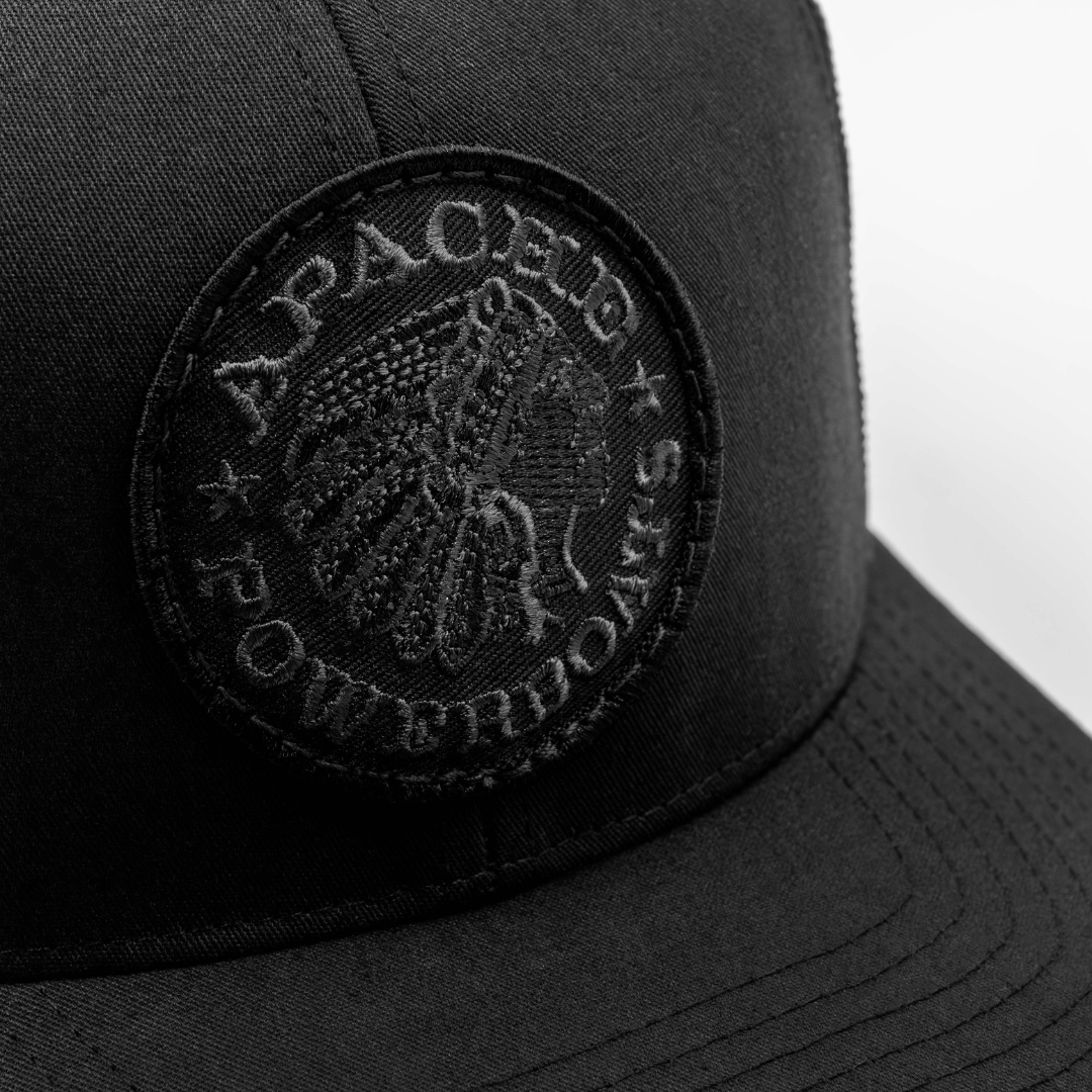 Blackout Apache Premium Patch Trucker Hat | All Black